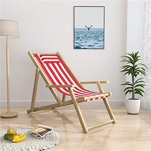 GONGGUJ Klappbarer tragbarer Lounge-Sessel aus Holz, Leichter Strandstuhl mit Armlehne, Verstellbarer Liegestuhl für Outdoor-Camping im Innenbereich F Doppelter Komfort (K)