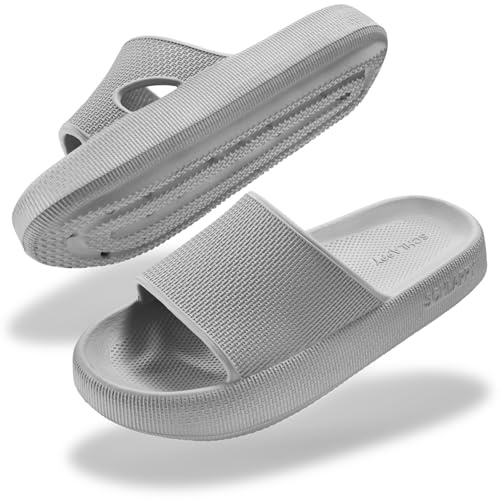SCHLAPPY Ciabatte da bagno originali per uomo e donna, 100% senza plastica, impermeabili e antiscivolo, grigio., 38/39 EU