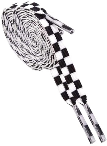 BupiMufi Lacci stampati piatti per scarpe con motivo per scarpe da corsa, scarpe da ginnastica, 120-140 cm, bianco e nero, 140