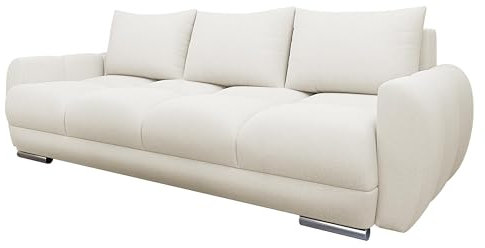 Mirjan24 Sofa Lonkor III, Dreisitzer Polstersofa für Wohnzimmer mit Schlaffunktion und Bettkasten, Dekorative Steppung auf der Sitzfläche, Sofagarnitur, Schlafsofa (Velo 621)