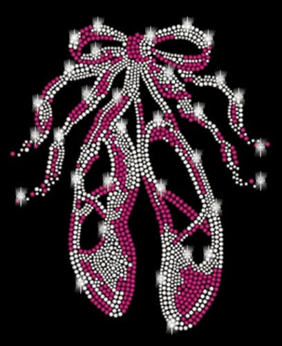 Ballerinaskor, balettskor, strass, strykbild 3 Pirma Ballerina, hotfix-applikation, rosa
