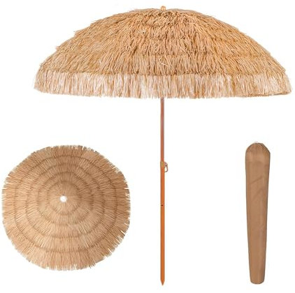 Sombrilla Hawaiana 300 Cm, Sombrilla Playa Grande, Sombrilla Terraza Exterior Con Techo De Paja, Tejido Impermeable Mejorado Protección UV, Sombrilla Plegable Para Patio Piscina Terraza Exterior(1.6m/