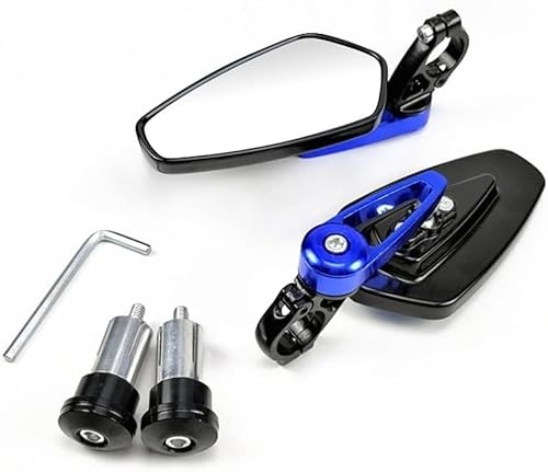 Espejos De Motocicleta 1 Par 7/8 22 Mm Extremo Barra Aluminio Espejo Retrovisor Lateral Moto Manillar Bicicleta Espejos Retrovisores Espejo Retrovisor De Motocicleta(Blue)