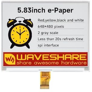 TUOPUONE 14.8 cm E-Paper Raw Display (G), E-Ink Display, 648 × 480, Rot/Gelb/Schwarz/Weiß, SPI Interface