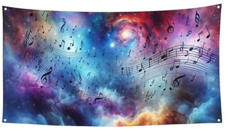 178 x 89 cm Musiknoten-Glaxies Outdoor-Event-Hintergrund, Banner, Wandbehang, Outdoor-Flagge für Veranstaltungen und Partys