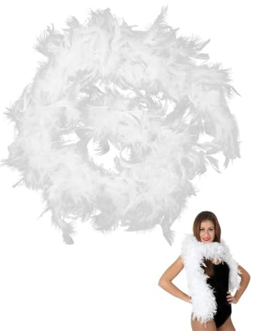 OIXYEY 1 Pezzi Boa Piume Da 2 M, Boa Di Piume, Soffice Sciarpa Di Piume Adatta Per Ballo Di Fine Anno, Natale, Matrimonio, Halloween, Carnevale, Accessori Per Costumi (Bianco)