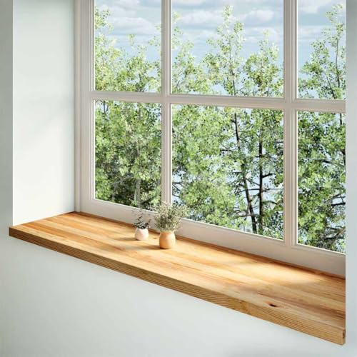 RCODSSK Solid Oak Window Sills 2pcs Light Brown 160x40x2 cm Uned Oak Window Ledge Board for Display