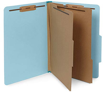10 Blue Legal Size Classification Folders - 2 Divider 2 Inch Tyvek expansions - Durable 2 Prongs Designed to Organize Standard Law Client Files, Office Reports - Legal Size, 8 3/4 x 14 3/4, 10 Folders