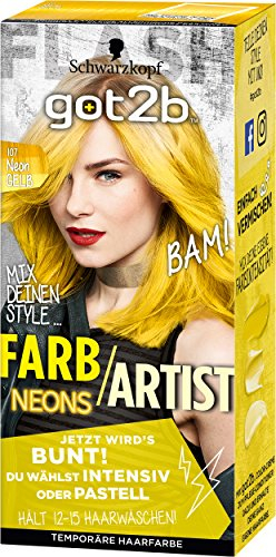 Schwarzkopf Got2b Farb/Artist Haarfarbe, 107 Neon Gelb, 1er Pack (1 x 80 ml)
