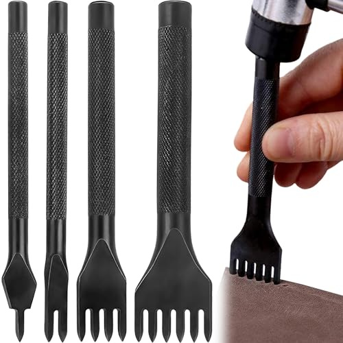 MINGZE Nueva herramienta de bricolaje para manualidades de cuero, juego de cincel de costura de diamantes con cordones Kits de artesanía de cuero (4mm)