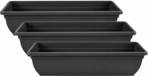 Muddy Hands Pack of 3 – 60cm Long Black Trough Planters | Large Plastic Window Box Plant Pots | Outdoor Garden, Balcony, Patio & Herb Flower Containers