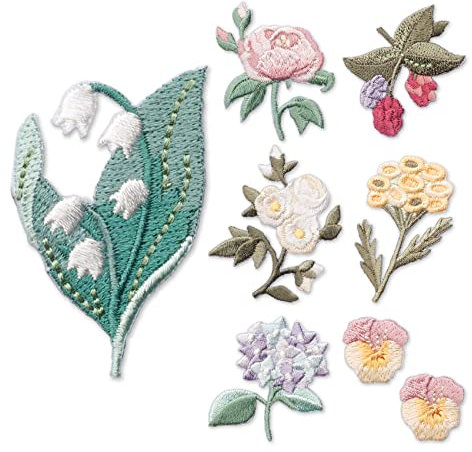 Blumen Patches zum Aufbügeln 7 Stück Bestickte Aufnäher für Hosen Jeans Hemden Kleidung und Handarbeiten