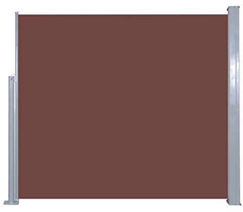 Tidyard Ausziehbare Seitenmarkise Sonnenschutz Sichtschutz Gehäuse und Standpfosten komplett Seitenwandmarkise Ausziehbar, Seitenrollo Balkon, Terrasse und Garten, Windschutz 120 x 300 cm Braun