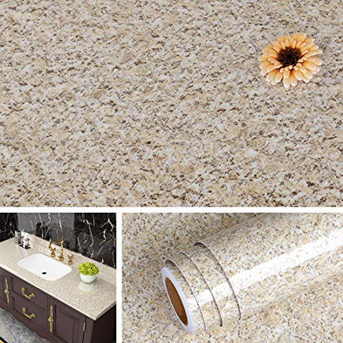 Livelynine Granite Wallpaper Kitchen Worktop Covering Vinyl Self Adhesive Marble Effect Vinyl Wrap for Kitchen Worktop Vinyl Covering Granite Contact Paper for Kitchen Countertops Laminate 40CMX2M