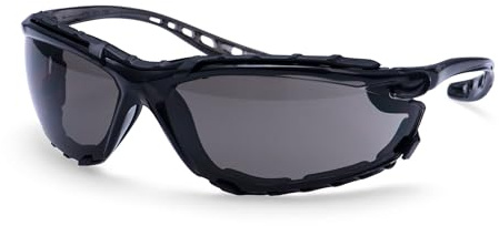 Portwest PS14 Lite Plus Safety Glasses Lightweight Wraparound Design Anti Scratch Clear Lens Comfortable Fit Stylish Protective Eyewear Industrial Eye Protection Certified PPE, Smoke, One Size