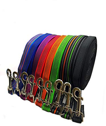 Schleppleine Hundeleine gummiert 1m - 40m / 20mm breit/für mittlere und große Hunde mit/ohne Handschlaufe Fährtenleine/Übungsleine (1,50m MIT Handschlaufe, Schwarz gummiert)