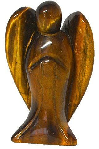 Tigerauge Edelstein Kristall Engel-Figur Schutzengel | Heilstein Glücksbringer Taschenengel | Friedensengel Reiki Deko-Objekt und Geschenk (braun, Tigerauge)