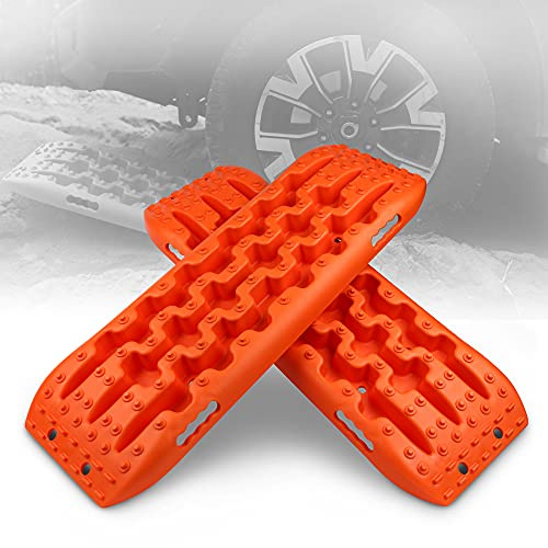 XPV AUTO Recovery Tracks Traction Boards Tire Ladder 4WD Recovery Mat for 4X4 Offroad Sand Snow Mud Track(Orange)