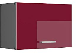 Vicco Hängeschrank R-Line, Rot Hochglanz, 60 cm | Nach oben öffnende Tür · ✓ Über der Dunstabzugshaube · Tiefe – 31 cm · ✓ Frei kombinierbar · 1 Tür