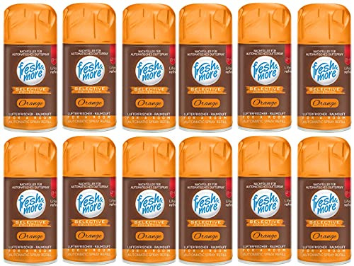 Fresh & More Lufterfrischer Nachfüller Orange 250ml (12er Pack) | Raumduft-Spray-Nachfüller, kompatibel mit Freshmatic Max, fruchtig-frische Orangennote