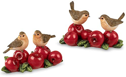 formano 1 Stück Vogelpaar aus Kunststein 14cm - lustige Dekoration Herbst Haloween