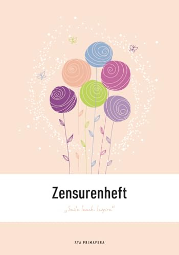 Zensurenheft – Smile Teach Inspire: Notenheft für Lehrer, ca. A5, Doppelseiten mit übersichtlichen Notenlisten, Little Butterflies