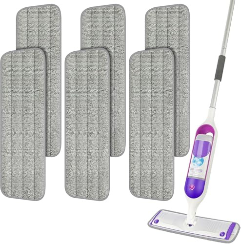 ILAVCOOL Wischmopp-Pads, 6 Stück, Mikrofaser-Reinigungspads, Ersatz-Mopp-Pads, geeignet für nasse und trockene Mops und alle Sprühmopps und Reveal-Mops, waschbar