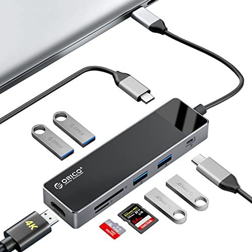 Docking Station USB C, ORICO Hub USB C 9 en 1, Adaptador USB C 3.0 con PD 100W,HDMI 4K@30Hz,USB-A3.0×3,USB-C3.0×1,USB-A2.0×1,SD/TF×1 Compatible con portátiles DELL/Surface/HP/Lenovo
