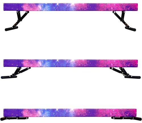8FT Aluminum Competition Adjustable Balance Beam Light Weight, High and Low Level Gymnastics Competition Style Training Beam with Legs (Magic Star)