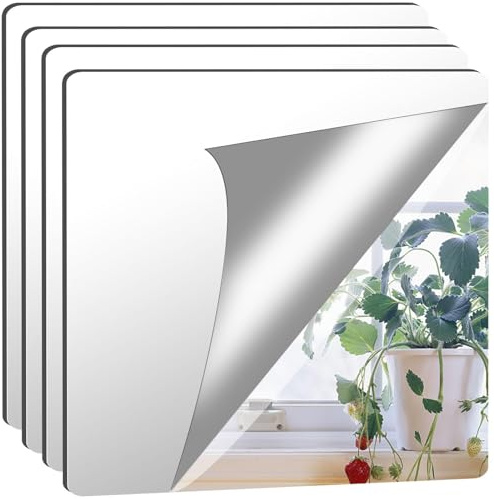 Augshy 8 Stück 30x30cm Selbstklebende Fliesenspiegel, Selbstklebende Flexibler Spiegel Nicht Glas DIY Acrylic Wanddekoration Dekospiegel Rahmenloser Wandspiegel