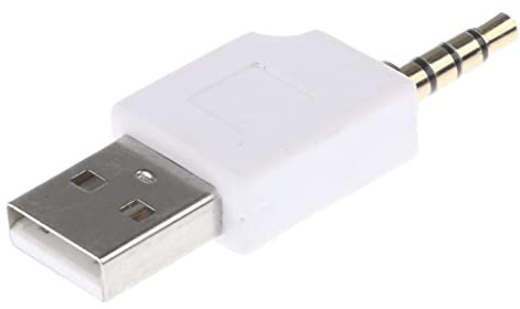 Tiuimk USB auf 3,5 mm Adapter P35 – Weiß, kompatibel mit iPod Shuffle 1. 2. Generation – tragbares Design, Aufladen über USB, einfacher Anschluss