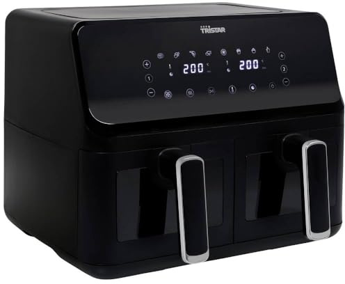 Tristar FR-9040 Friteuse double 8 L 2700 W Fonction air chaud, Fonction minuteur, Revêtement antiadhésif, Température réglable Zwa