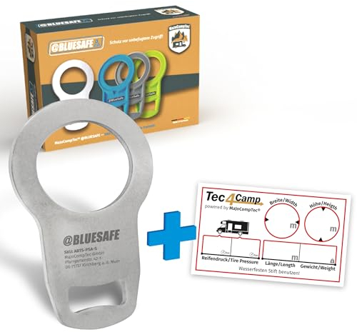 MaJoCompTec® ADBLUESAFE Tapa de Seguridad para Depósito de AdBlue, Accesorios para Furgoneta, Camping, Autocaravana (Versión de Acero Inoxidable, Paquete)