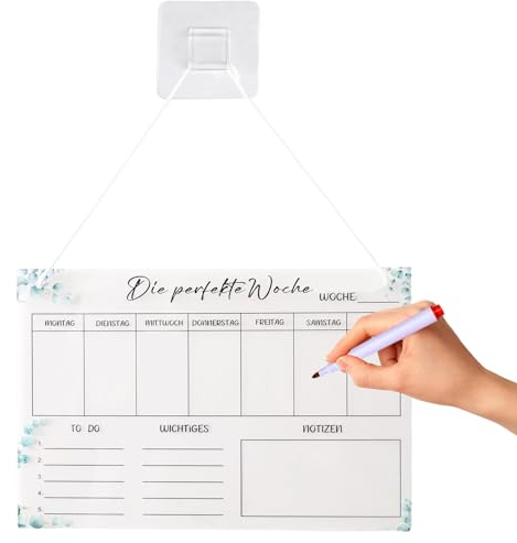 Tyafzzn Wochenplaner aus Acryl, Wochenplaner Abwischbar, Wochenplaner zum Aufhängen, Wochenkalender Planungstafel für Büro Schule Haushalt