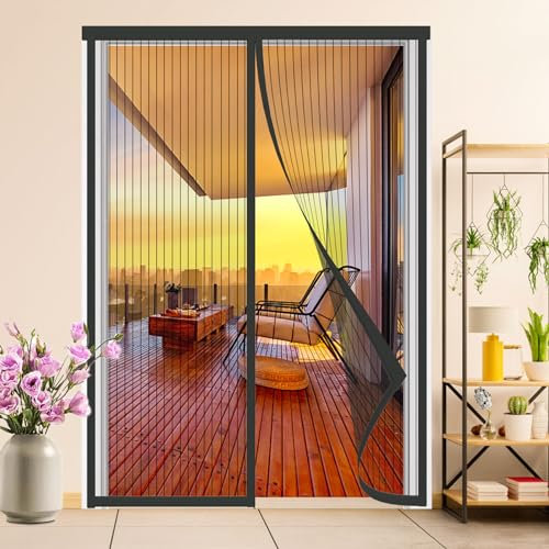 BukyTom Zanzariera Magnetica Porta 160x240 - Nera Tenda Zanzariere Magnetiche per Porta Balcone - Magnete Zanzariera con Calamite - Magnetic Door Screen - Rete Fine Magneti Anti Zanzare