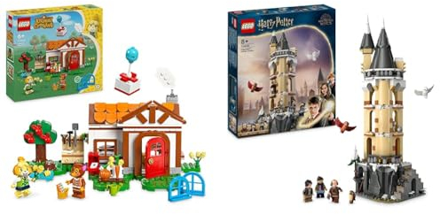 LEGO Animal Crossing Besuch von Melinda, kreatives Spielzeug & Harry Potter Eulerei auf Schloss Hogwarts, Abenteuer-Set mit Spielzeug-Tieren
