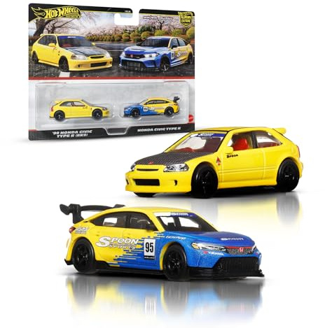Hot Wheels Premium Car Culture 2er-Pack im Maßstab 1:64, Einzigartige Zusammenstellungen, Real Riders Reifen, Metall/Metall Karosserie, Spielzeug für Sammler, JBL00