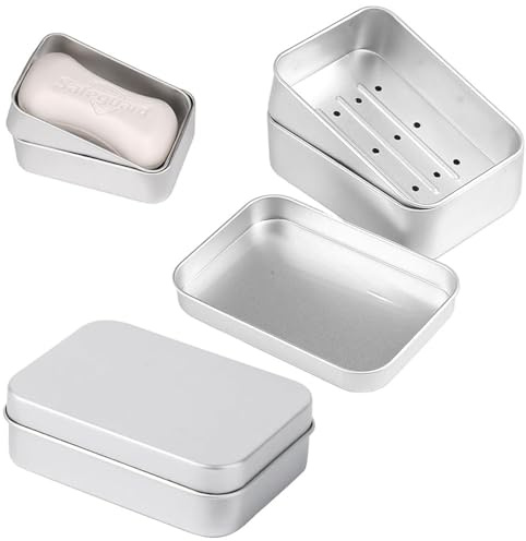 Seifendose Reise, 2 Stück Seifendose aus Aluminium, Seifenbox, Seifendose Reise Wasserdicht, Premium Seifendose Metall mit Ablaufsieb, Seifenbehälter für zu Hause oder auf Travel