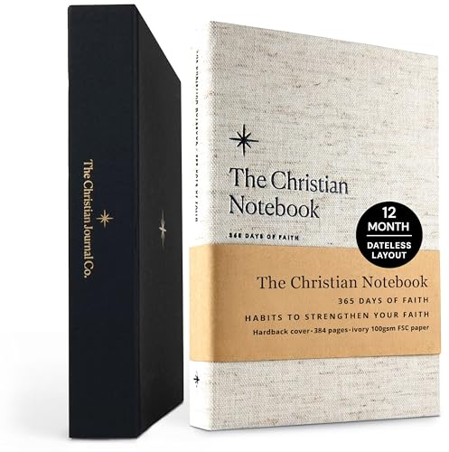 Christian Journal Co 365 Days Of Faith anteckningsbok - inbunden bomull | tro, bibelstudier och självreflektionsdagbok | Daglig andlig följeslagare för bön, bibelstudier och dagböcker | vacker