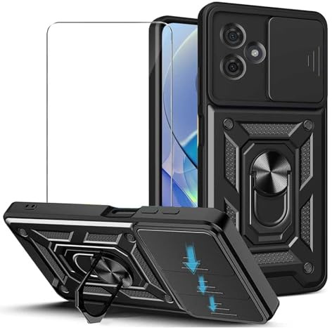 JDXHFF Negro Funda para Motorola Moto G55 5G (6.499) con Vidrio Templado