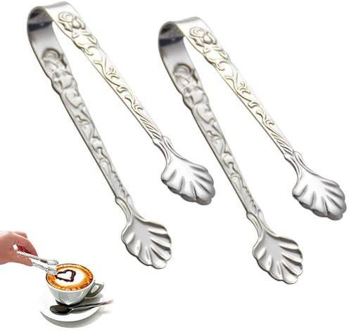 2 Pcs Stainless Steel Sugar Tongs Heat Resistant Appetizer Tongs Mini Serving Tongs U-Shaped Ice Tongs Kitchen Tongs for Tea Party Coffee Serving Food Cooking Salad Grilling