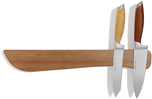 16 Inch Knife Magnetic Strip, Natural Acacia Wood Magnetic Knife Holder, Extra-Strong Magnetic Knife Holder For Wall, No Drill Magnetic Knife Block With Knife-Shape Design For Home And Kitchen