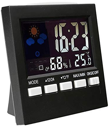 RUHEN Estación meteorológica Reloj Despertador Digital LED Termómetro Higrómetro Reloj Calendario Control de Voz/Pronóstico del Tiempo Pantalla Grande