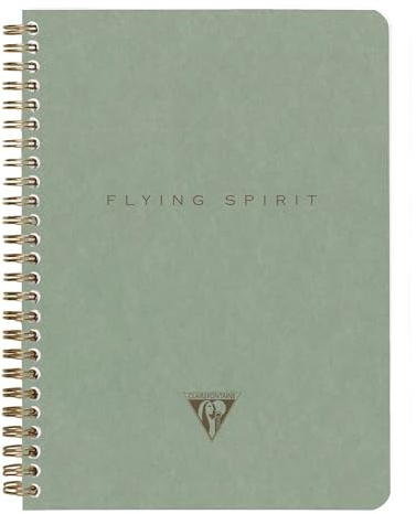 Clairefontaine - 107566C - A Flying Spirit Spiral Notebook A5 14.8x21cm 120 Detachable Lined Pages Paper 90g - Green Grey Card Cover 5 Designs, Random delivery