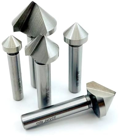 FENGXCUI 1 Uds., avellanador HSS de un Solo Borde de 90 Grados, Biselado, Cortador de chaflán de Acero y Madera, Herramienta eléctrica de 4,5 a 60mm, Herramienta de chaflán(4.5mm(90 Degree))