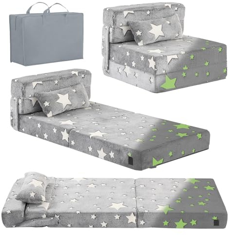 YOTATING Divano letto per bambini, materasso da pavimento per bambini che si illumina al buio, divano modulare con dinosauro blu, divano pieghevole per bambini futon pieghevole per stanza dei giochi