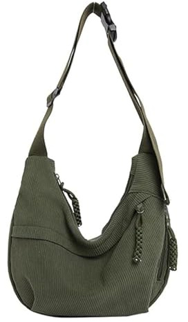 XFSRG Bolso Bandolera Para Mujer Bolso Riñonera de Media Luna Bag Riñonera con Correa Ajustable Compartimentos Grandes para Viaje Compras Escuela Oficina（Verde）