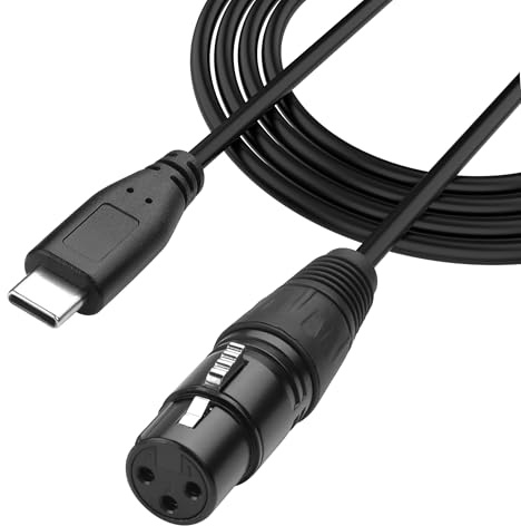 YACSEJAO Câble audio USB C vers XLR - Sortie stéréo - Pour téléphone portable - Haut-parleur actif - Câble audio XLR femelle - 3,3 FT
