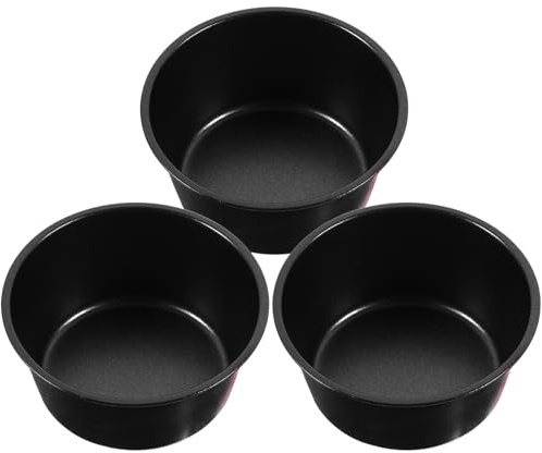 UTHCLO 3pcs Non Stick Carbon Steel Pudding Moulds Round Cake Molds for Cupcakes Muffins Pies Baking Cups Easy Demoulding Cleaning for Home Bakery Use