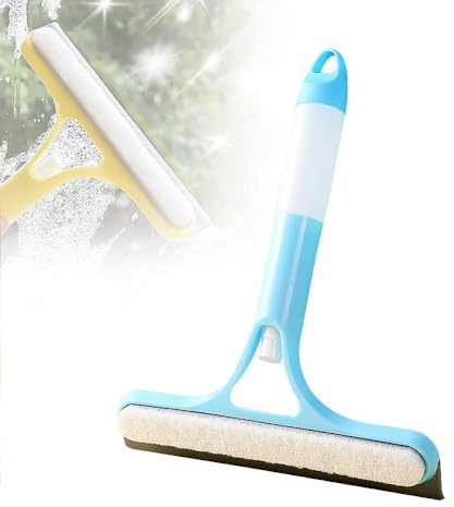 3 in 1 Window Cleaning Scraper, 2025 New Multi Function Shower Glass Cleaner with Spray and Squeegee, All-Purpose Window Cleaner Tool,Spray Brush for Bathroom,Floor,Car (Blue)
